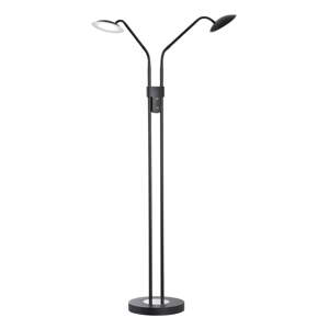 Čierna LED stmievateľná stojacia lampa so skleneným tienidlom (výška 135 cm) Tallri – Fischer & Honsel