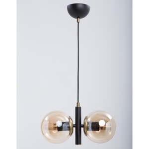 Okrovožlto-čierne závesné svietidlo so skleneným tienidlom Monera – Squid Lighting