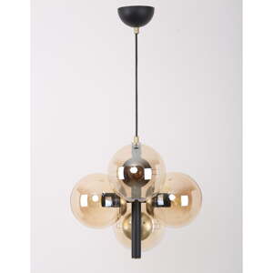 Čierne závesné svietidlo so skleneným tienidlom ø 35 cm Forte – Squid Lighting