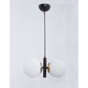 Čierno-biele závesné svietidlo so skleneným tienidlom Monera – Squid Lighting