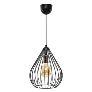 Čierne závesné svietidlo s kovovým tienidlom ø 24 cm – Opviq lights
