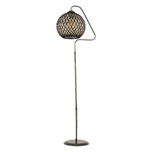 Stojacia lampa v čierno-zlatej farbe s tienidlom z juty (výška 154 cm) – Opviq lights