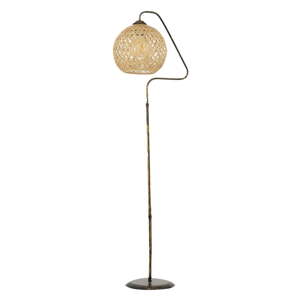 Stojacia lampa v zlatej farbe s tienidlom z juty (výška 154 cm) – Opviq lights