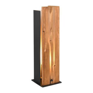 Stolová lampa v čierno-prírodnej farbe s dreveným tienidlom (výška 40 cm) Karuni – Trio