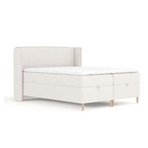 Krémová boxspring posteľ s úložným priestorom 180x200 cm Monpelli – Maison de Rêve