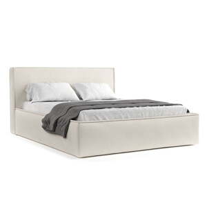 Krémová čalúnená dvojlôžková posteľ s úložným priestorom s roštom 160x200 cm Lounge L – Maison de Rêve