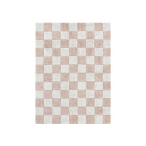 Svetloružovo-krémový prateľný ručne tkaný bavlnený koberec 120x160 cm Kitchen Tiles Rose – Lorena Canals