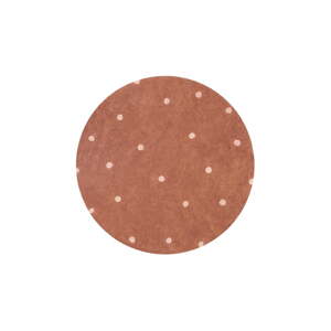 Prateľný ručne tkaný bavlnený detský koberec v tehlovej farbe ø140 cm Round Dot Chestnut – Lorena Canals