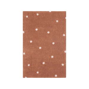 Prateľný ručne tkaný bavlnený detský koberec v tehlovej farbe 100x150 cm Mini Dot Chestnut – Lorena Canals