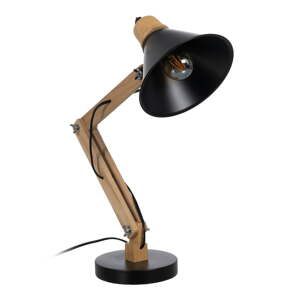 Stolová lampa v čiernej a prírodnej farbe s kovovým tienidlom (výška 55 cm) – Ixia