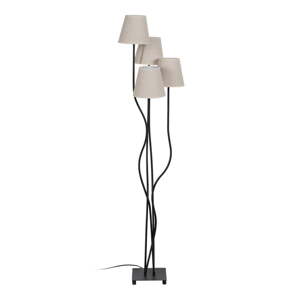 Čierno-krémová stojacia lampa s textilným tienidlom (výška 138 cm) – Ixia