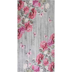 Ružovo-sivý prateľný koberec 160x230 cm Blooming Roses – Vitaus