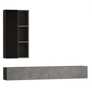 Čierno-sivý TV stolík v dekore betónu 175x25x27 cm – Kalune Design