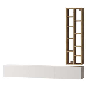 TV stolík v dekore duba v bielo-prírodnej farbe 175x25x27 cm – Kalune Design