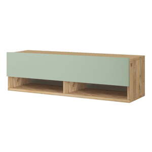 TV stolík v dekore borovice v zeleno-prírodnej farbe 100x29x32 cm – Kalune Design