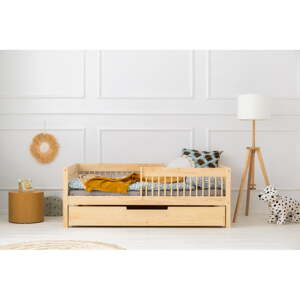 Detská posteľ s výsuvným lôžkom s úložným priestorom s roštom v prírodnej farbe 80x190 cm CPW – Adeko