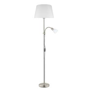 Sivá stojacia lampa so skleneným a textilným tienidlom (výška 170 cm) CONESA – EGLO