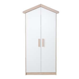 Detská šatníková skriňa v bielej a prírodnej farbe v dekore duba 96x190x50 cm Cabane – Roba