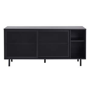 Čierna kovová komoda s posuvnými dverami 160x75x46 cm Veep – Unique Furniture
