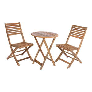 Záhradná jedálenská súprava z masívu akácie v prírodnej farbe pre 2 Ibarra – Garden Pleasure