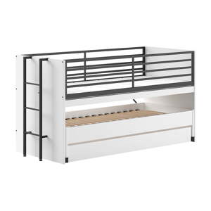 Biela poschodová detská posteľ s výsuvným lôžkom s roštom 90x200 cm Sam – Vipack