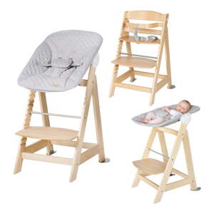 Jedálenská stolička vo svetlosivo-prírodnej farbe Style Born Up 2in1 – Roba