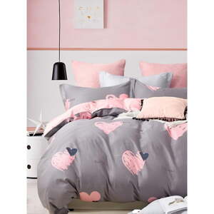 Ružovo-hnedé predĺžené obliečky na dvojlôžko z bavlny Renforcé s plachtou/4-dielne 200x220 cm Beloved – Mila Home