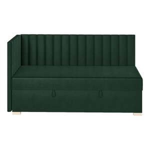 Tmavozelená rohová detská posteľ s úložným priestorom s matracom 90x200 cm Snugi – Ghado