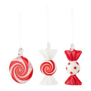 Sklenené ručne vyrobené vianočné ozdoby v súprave 3 ks 6 cm Festive – Bloomingville