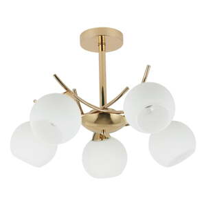 Stropné svietidlo so skleneným tienidlom v bielo-zlatej farbe 52x52 cm Amos – Candellux Lighting