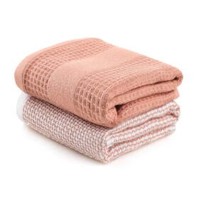 Vaflové uteráky v lososovej farbe v súprave 2 ks 40x60 cm Betty – Foutastic
