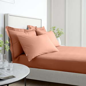 Napínacia plachta v terakotovej farbe z bavlneného perkálu 185x200 cm Cotton Percale – Bianca