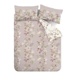 Ružové bavlnené predĺžené obliečky na dvojlôžko 260x220 cm Francesca Floral – Bianca