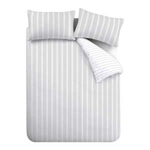 Sivé bavlnené predĺžené obliečky na dvojlôžko 230x220 cm Ashford Stripe – Bianca