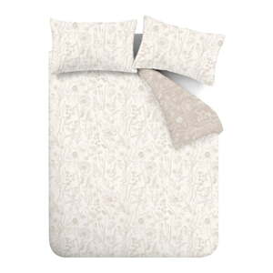 Béžové flanelové predĺžené obliečky na dvojlôžko 230x220 cm Floral Toile – Bianca