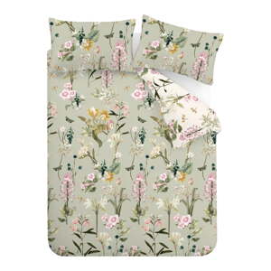Svetlozelené bavlnené predĺžené obliečky na dvojlôžko 230x220 cm Exotic Floral – RHS