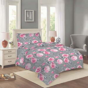 Ružovo-sivé bavlnené obliečky na jednolôžko 140x200 cm Dana – Cotton House