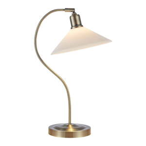 Stolová lampa so skleneným tienidlom v bielo-mosadzovej farbe (výška 49 cm) Vela – Markslöjd