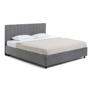 Sivá čalúnená dvojlôžková posteľ s úložným priestorom s matracom/s roštom 160x200 cm Myra Slim Line – Bonami Selection