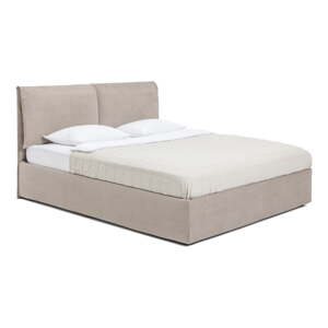 Čalúnená dvojlôžková posteľ taupe s úložným priestorom s matracom/s roštom 180x200 cm Thessa Pillow – Bonami Selection