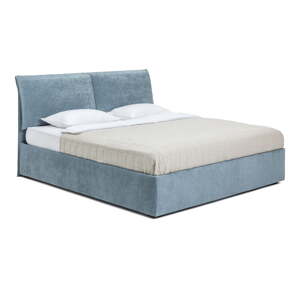 Modrá čalúnená dvojlôžková posteľ s úložným priestorom s matracom/s roštom 180x200 cm Thessa Pillow – Bonami Selection