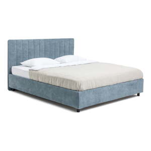 Modrá čalúnená dvojlôžková posteľ s úložným priestorom s matracom/s roštom 180x200 cm Myra Slim Line – Bonami Selection