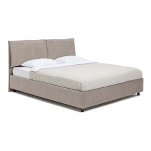 Čalúnená dvojlôžková posteľ taupe s úložným priestorom s matracom/s roštom 180x200 cm Myra Pillow – Bonami Selection