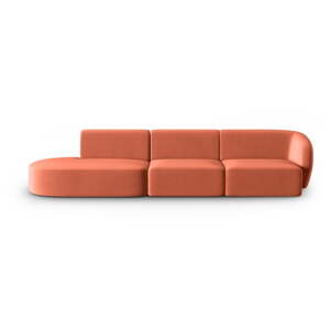 Ružová zamatová pohovka pravý roh 311 cm Paolo – Milo Casa
