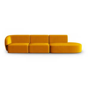 Zamatová pohovka v horčicovej farbe ľavý roh 311 cm Paolo – Milo Casa