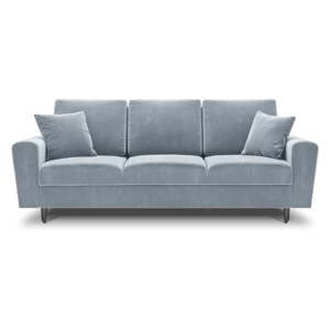 Svetlomodrá zamatová rozkladacia/s úložným priestorom pohovka 235 cm Kyoto – Cosmopolitan Design