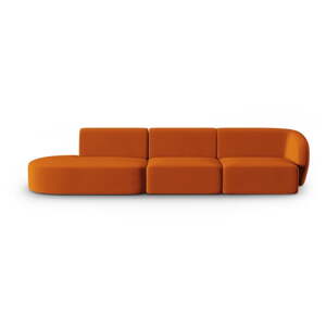 Zamatová pohovka v terakotovej farbe pravý roh 311 cm Paolo – Milo Casa