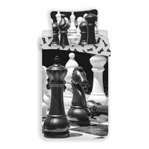 Čierno-biele bavlnené detské obliečky na jednolôžko 140x200 cm Chess – Jerry Fabrics