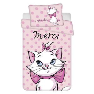 Ružové bavlnené detské obliečky do postieľky 100x135 cm Marie Cat "Merci" – Jerry Fabrics