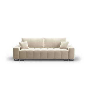 Béžová zamatová rozkladacia pohovka s úložným priestorom 250 cm Wicklow – Cosmopolitan Design